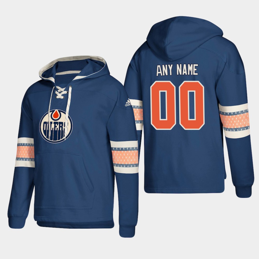 Men NHL Edmonton Oilers Custom Pullover Hoodie Royal jerseys
